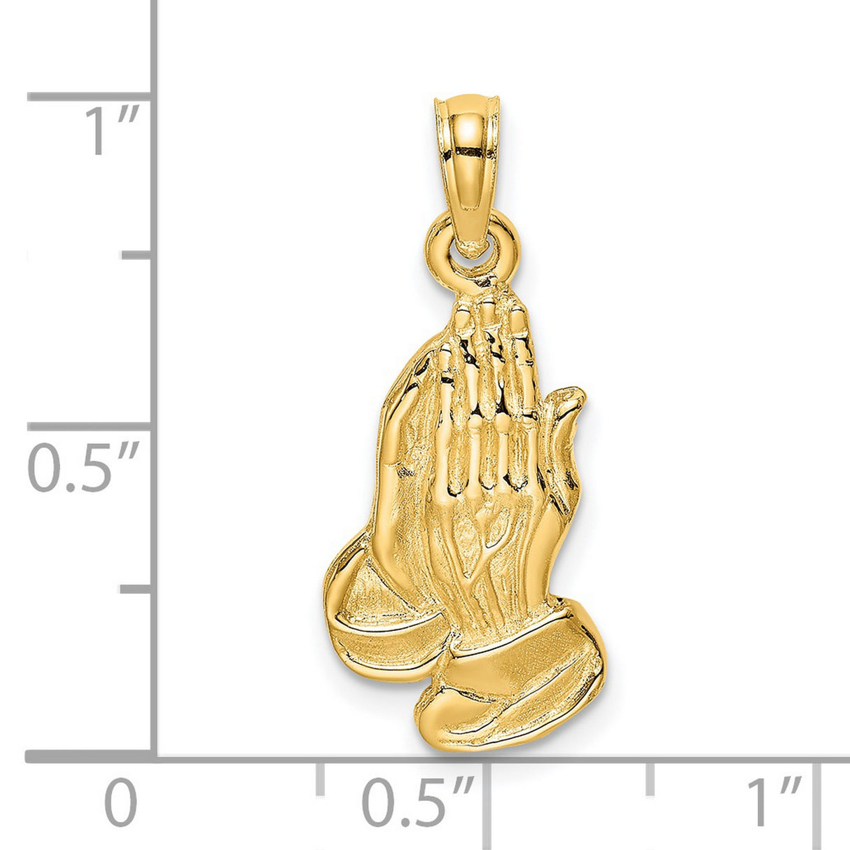14k Yellow Gold Praying Hands Pendant, Religious Charm with Detailed Design for Men and Women