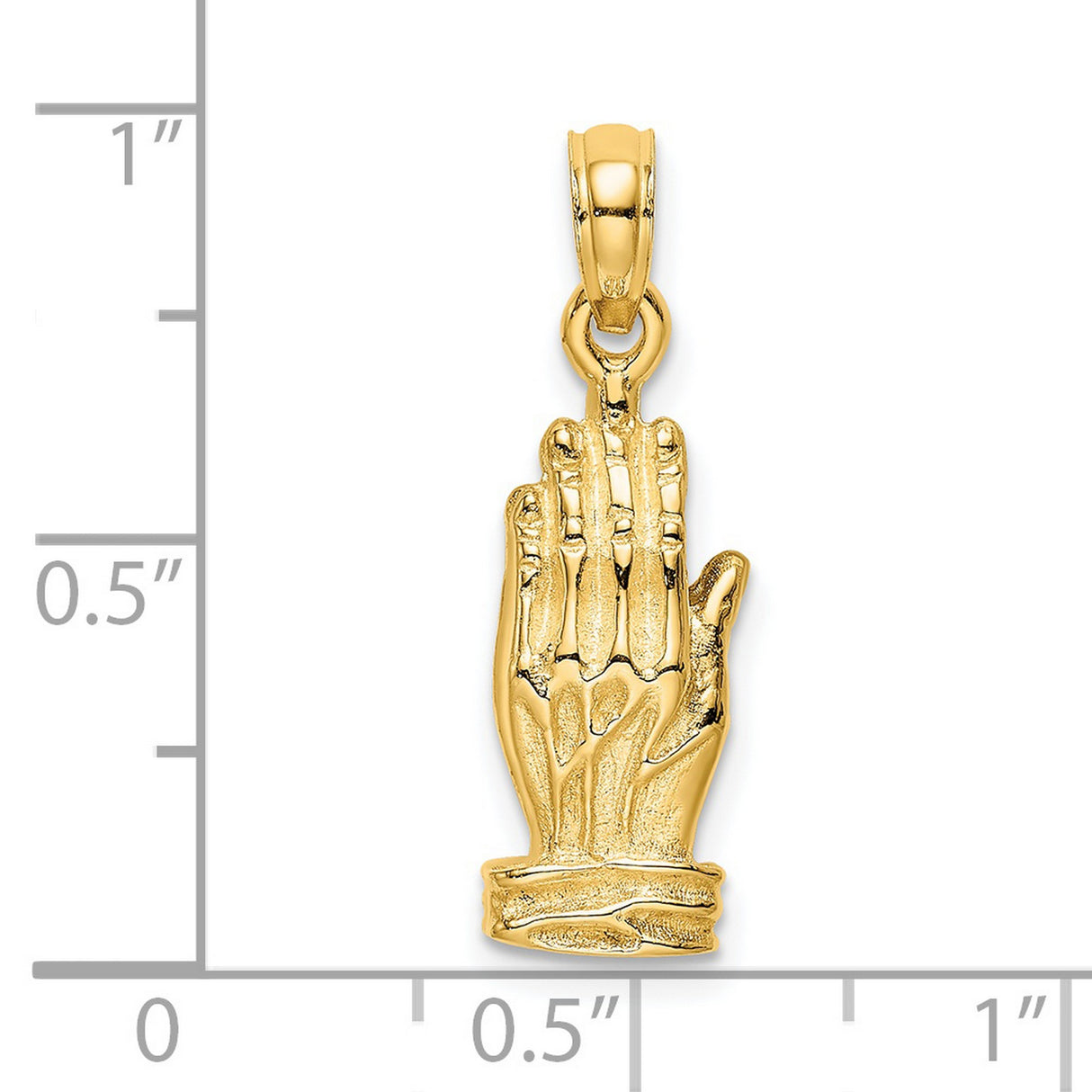 14k Yellow Gold Praying Hands Pendant, Christian Religious Charm for Men or Women