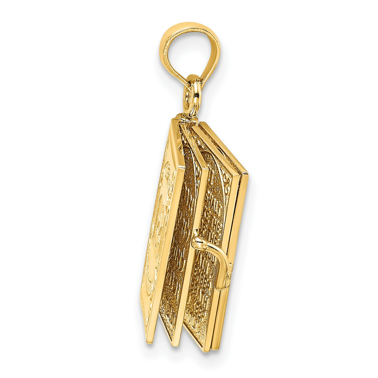 14k Yellow Gold Ten Commandments Book Pendant with Star of David and Hebrew Text