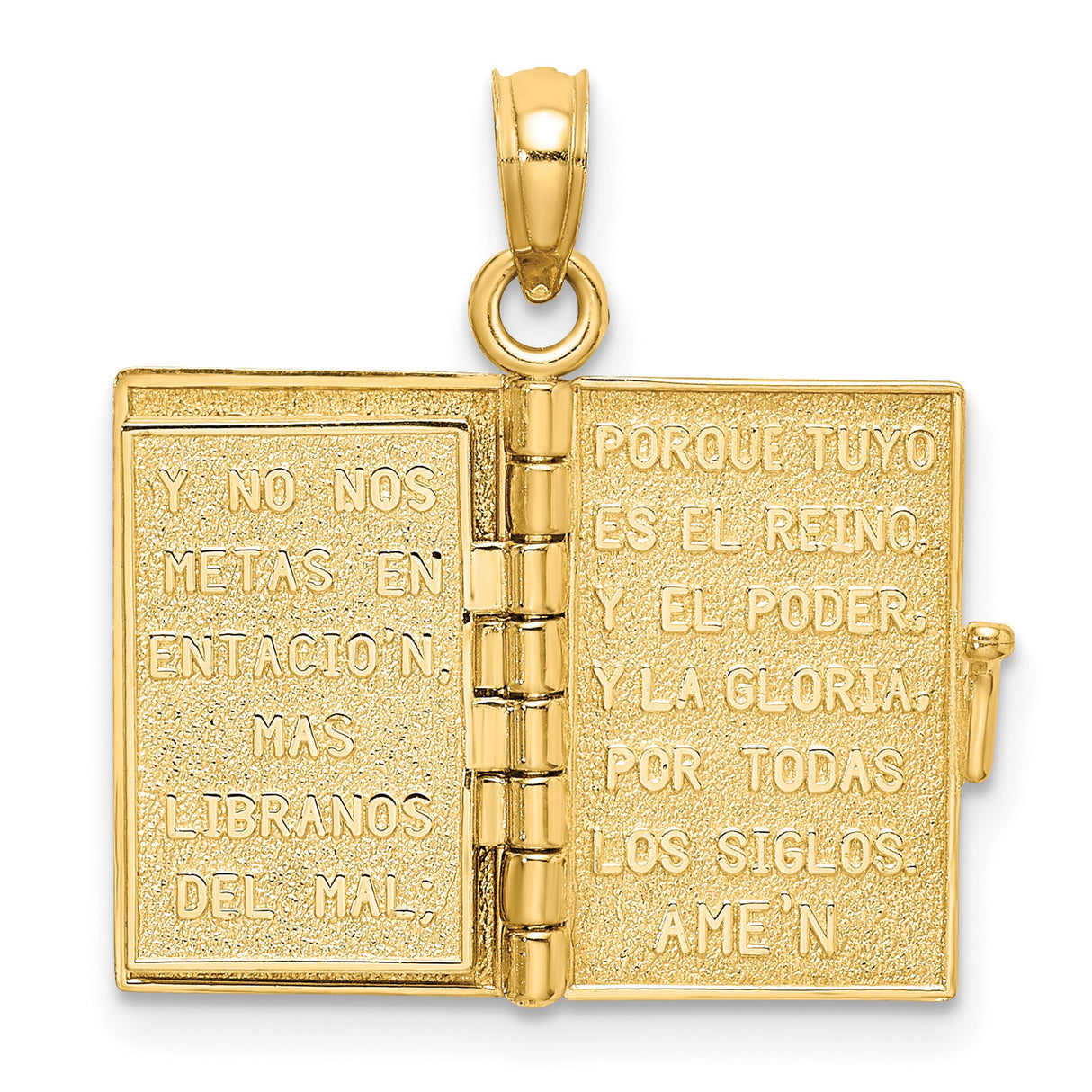 3-D Moveable Santa Biblia Book Spanish Bible Charm Pendant in Real 14k Yellow Gold