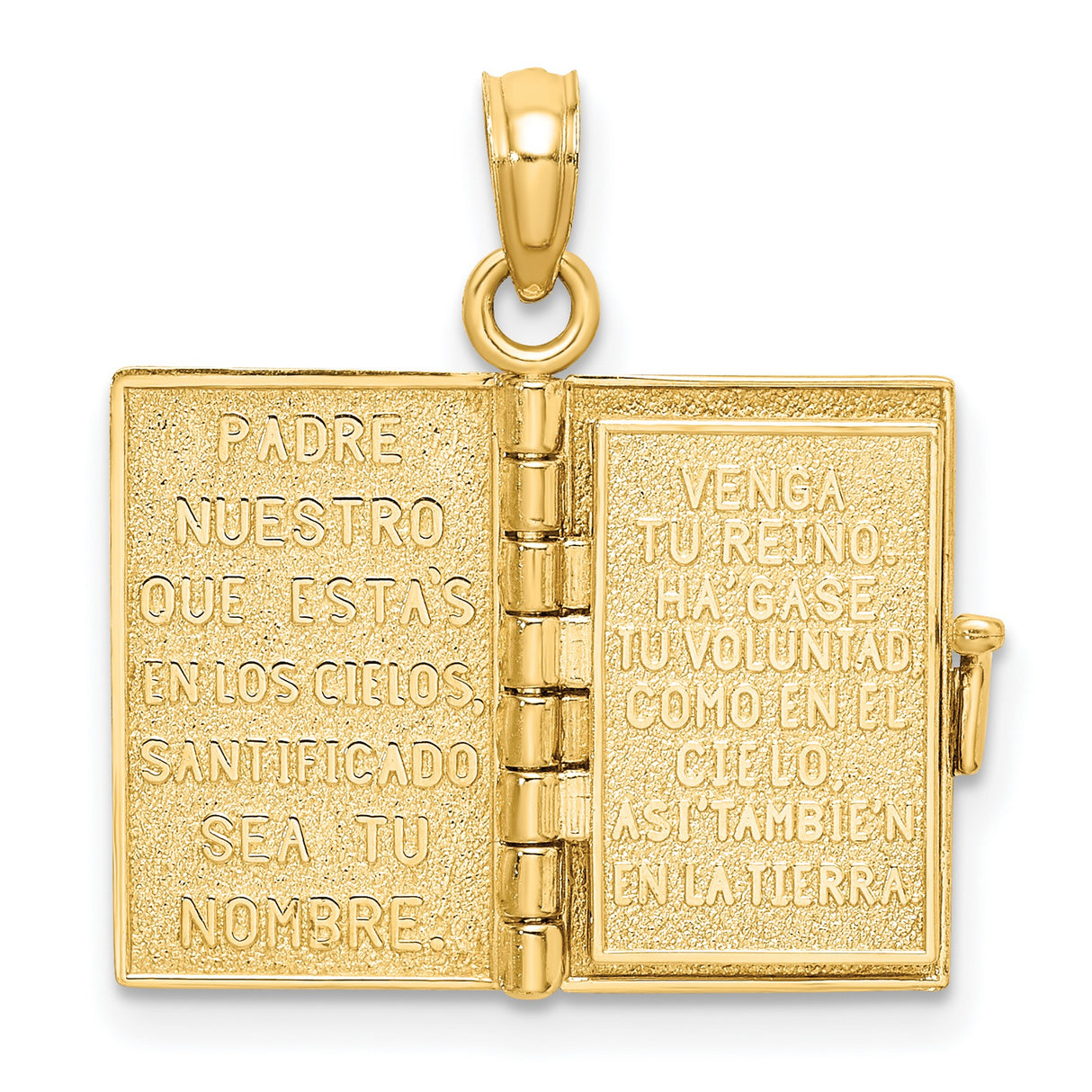 3-D Moveable Santa Biblia Book Spanish Bible Charm Pendant in Real 14k Yellow Gold