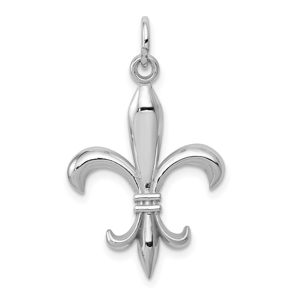 14k White Gold Fleur De Lis Pendant, Classic French Symbol of Purity and Heritage