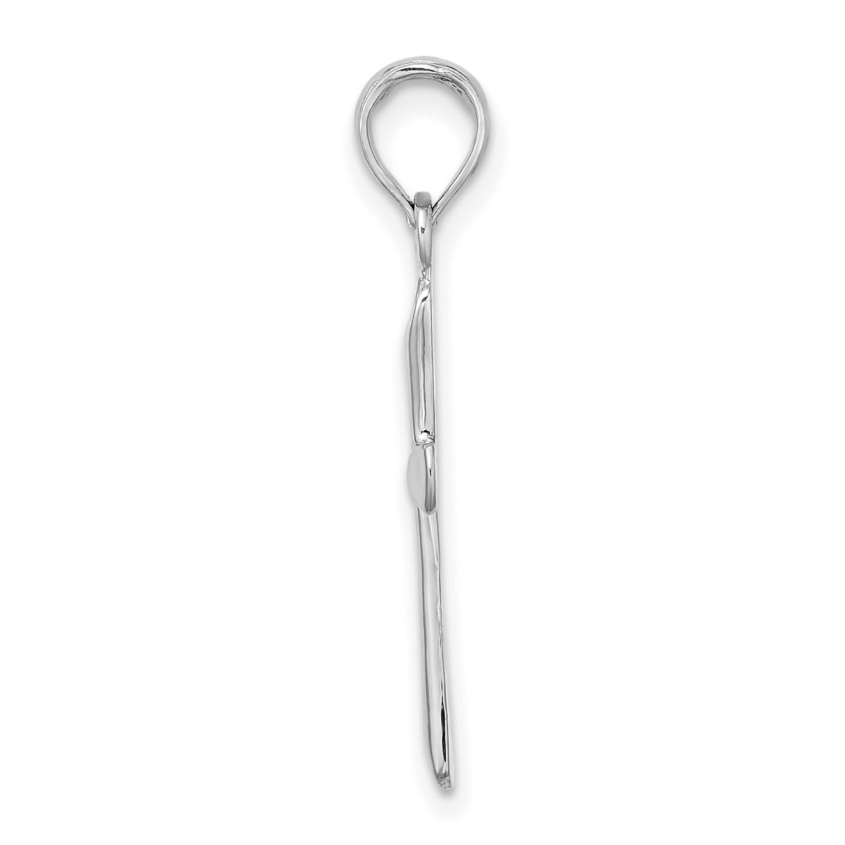 14k White Gold Cross Pendant with Polished Beveled Edges and Satin Finish