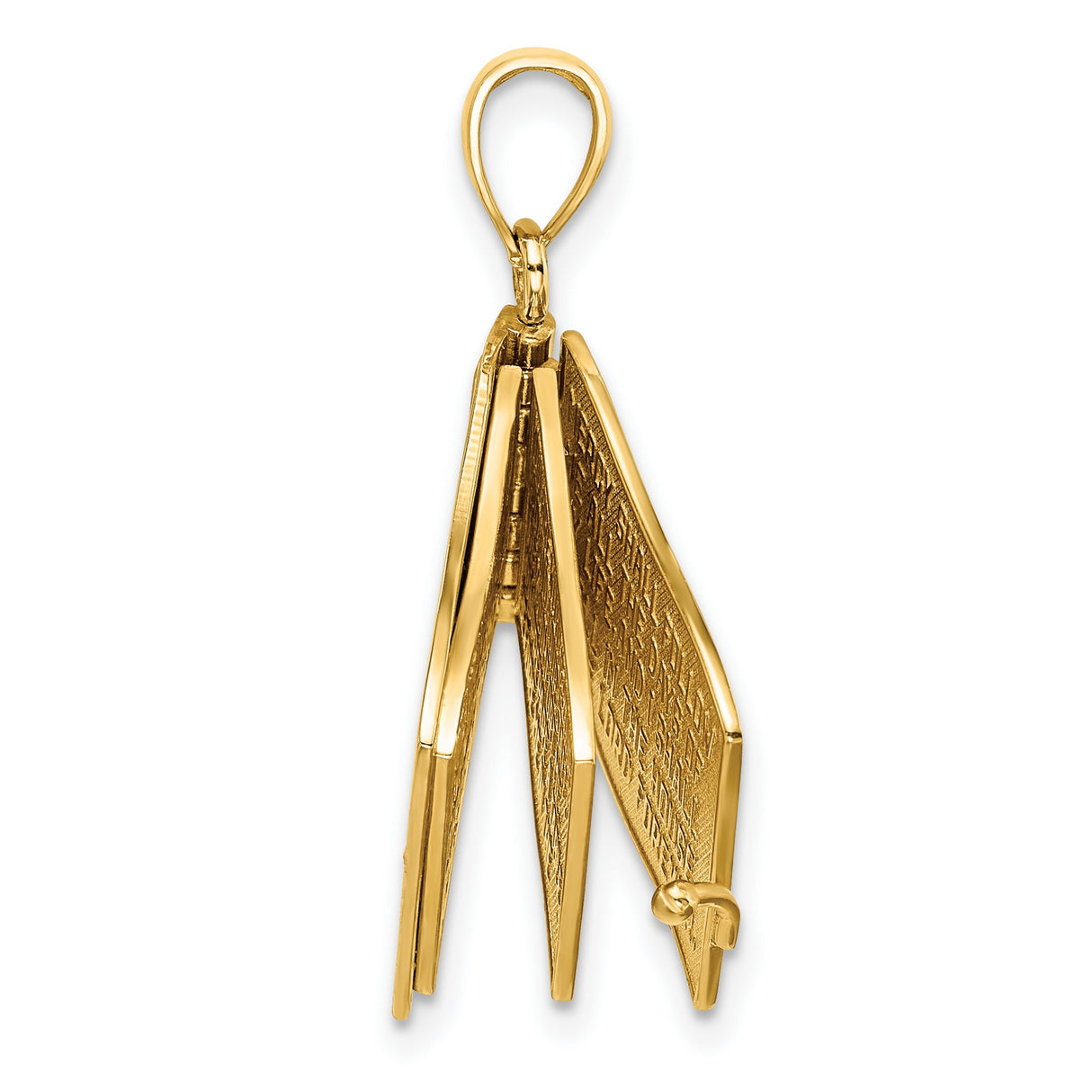 14k Yellow Gold Pendant, Scroll Design with The Lord Is My Shepherd, Christian Scripture Charm