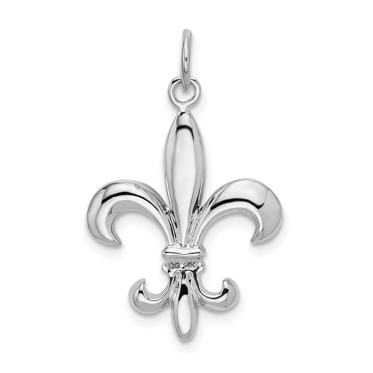 14k White Gold Fleur-de-Lis Pendant, Polished French Symbol of Purity and Nobility for Women