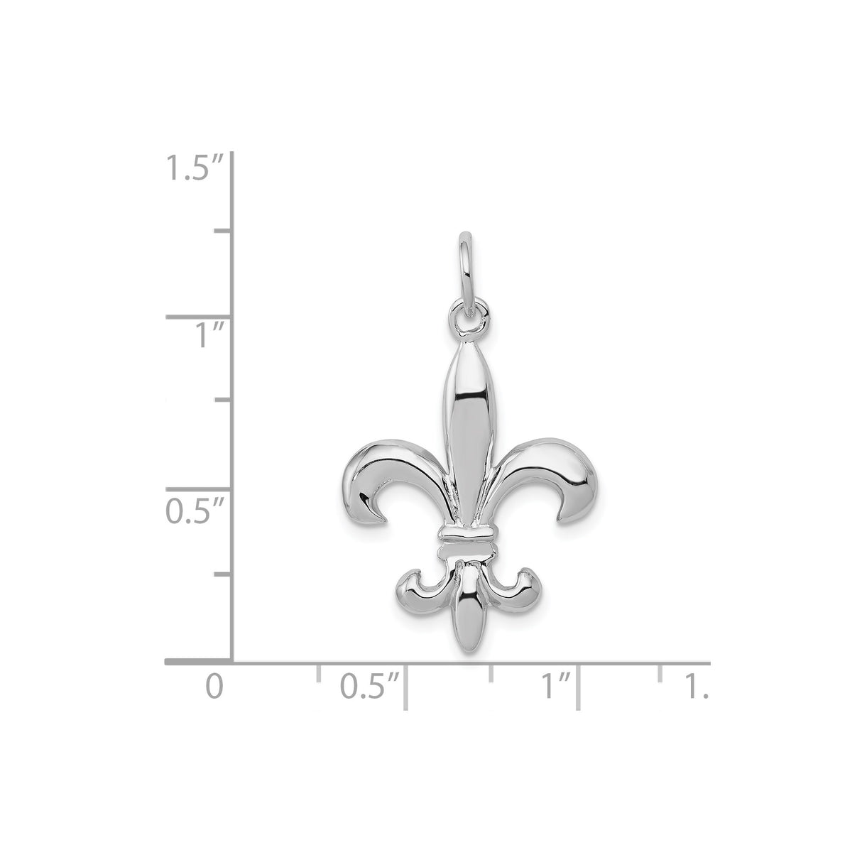 14k White Gold Fleur-de-Lis Pendant, Polished French Symbol of Purity and Nobility for Women