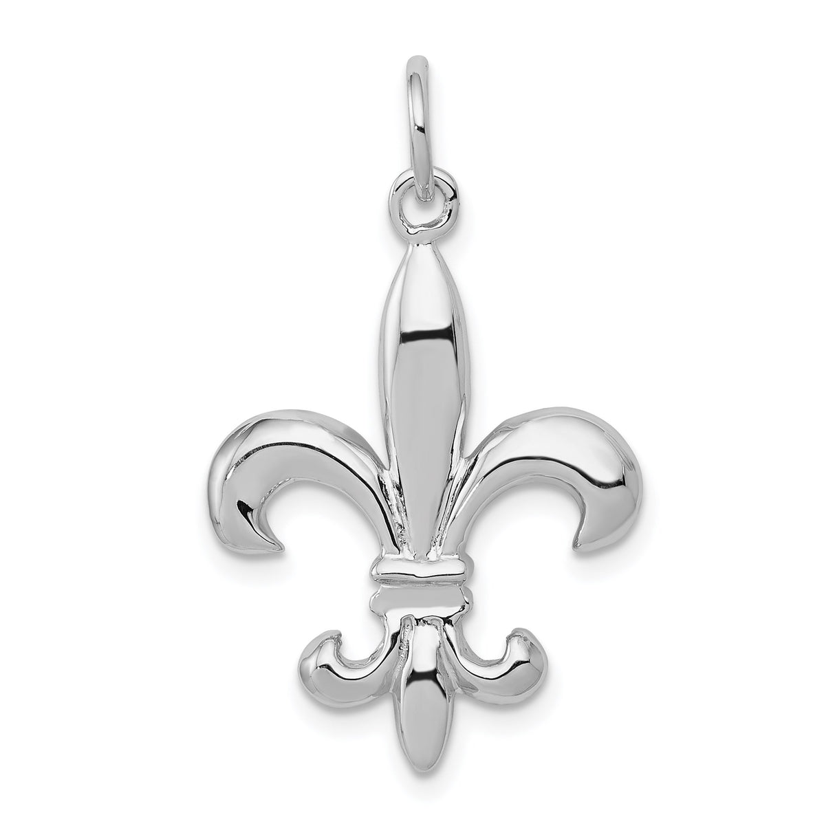 14k White Gold Fleur-de-Lis Pendant, Polished French Symbol of Purity and Nobility for Women