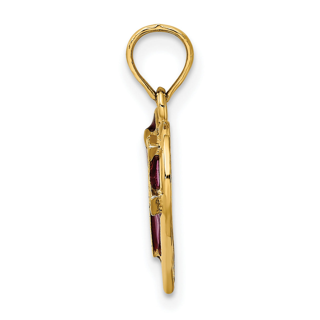 14k Yellow Gold Cross Pendant with Enamel Heart Charm, Spiritual Faith Jewelry for Men and Women