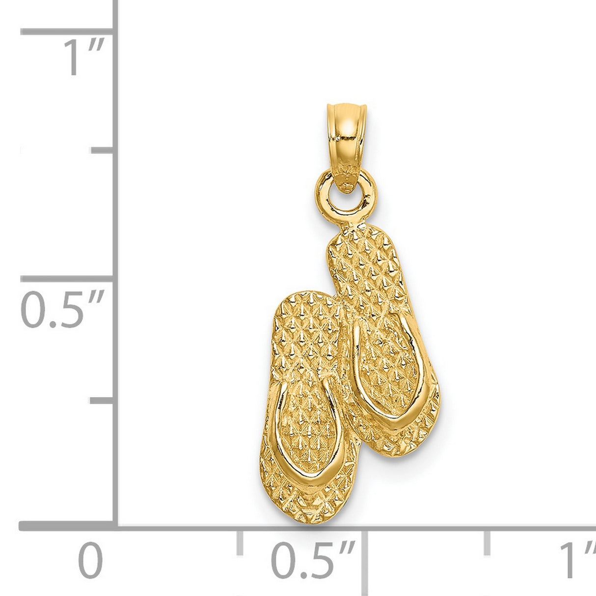 14k Yellow Gold Flip Flop Pendant, Textured Sandal Design, Beach Vacation Charm for Women