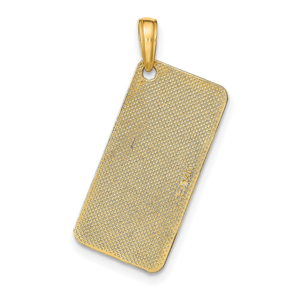 14k Yellow Gold St Thomas Pendant, Rectangular Saint Medal with Catholic Design