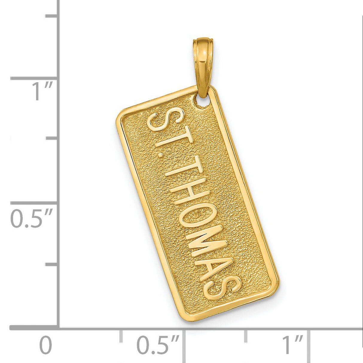 14k Yellow Gold St Thomas Pendant, Rectangular Saint Medal with Catholic Design