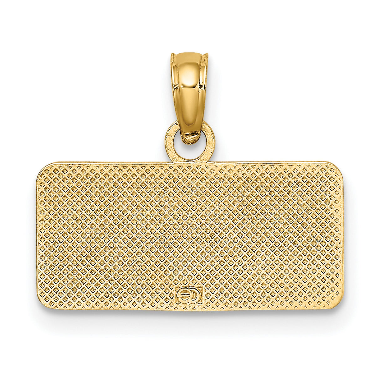 14k Yellow Gold OBX North Carolina Rectangle Pendant, Outer Banks Travel Charm