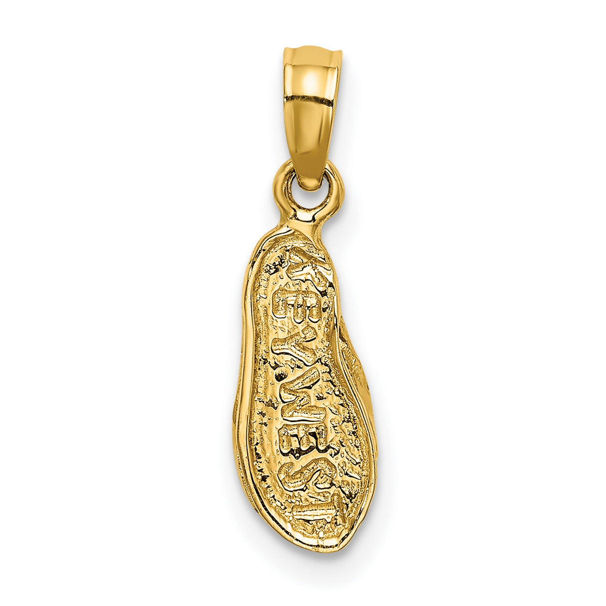 14k Yellow Gold Flip Flop Pendant with Textured Sandal Design, Beach Vacation Charm
