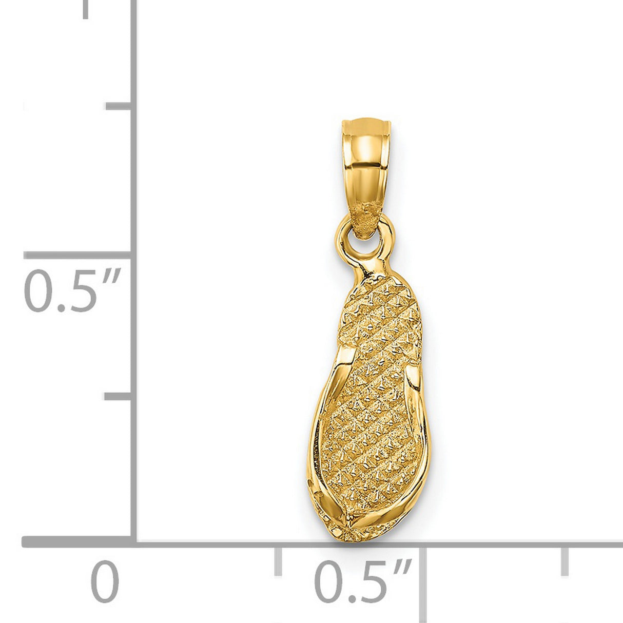 14k Yellow Gold Flip Flop Pendant with Textured Sandal Design, Beach Vacation Charm