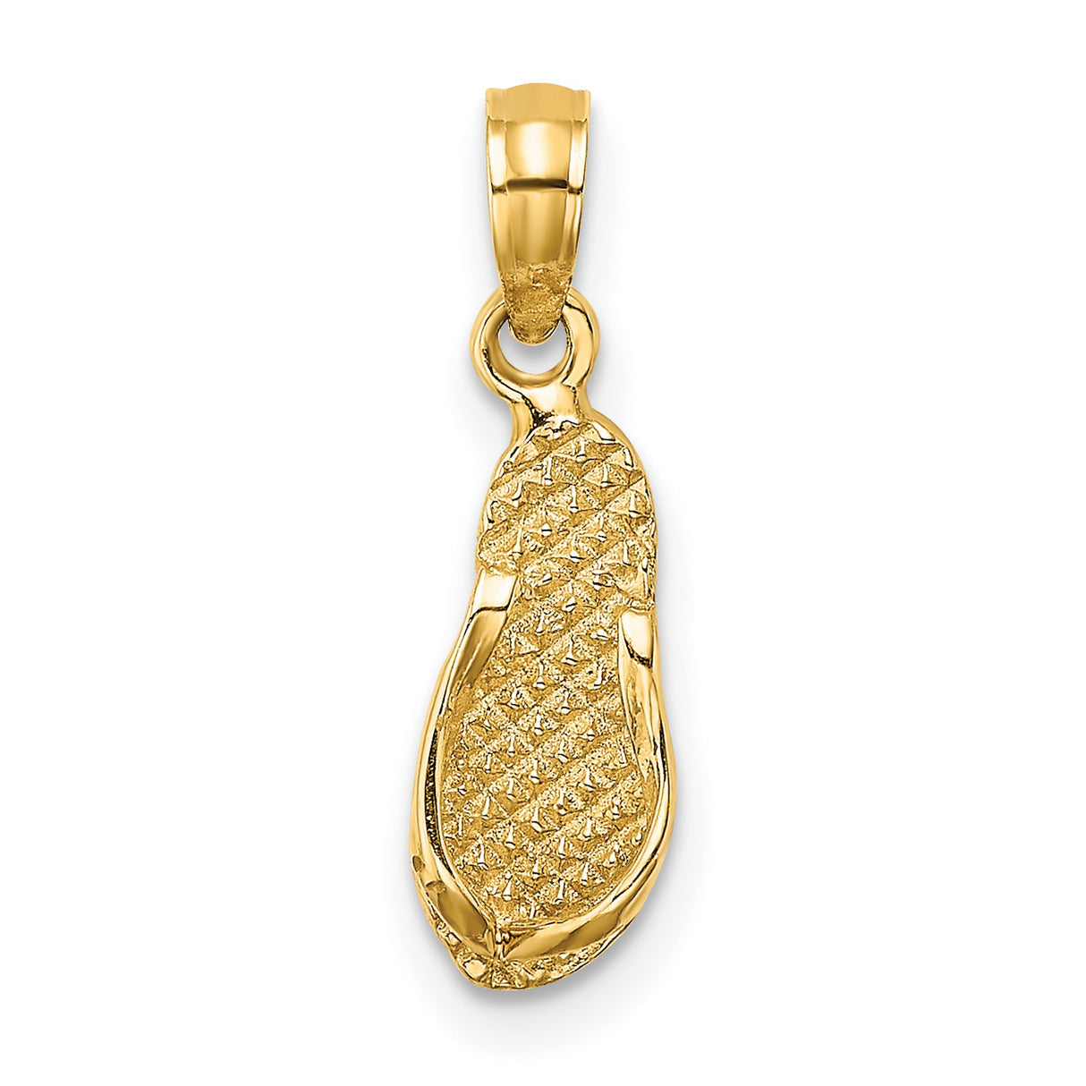 14k Yellow Gold Flip Flop Pendant with Textured Sandal Design, Beach Vacation Charm
