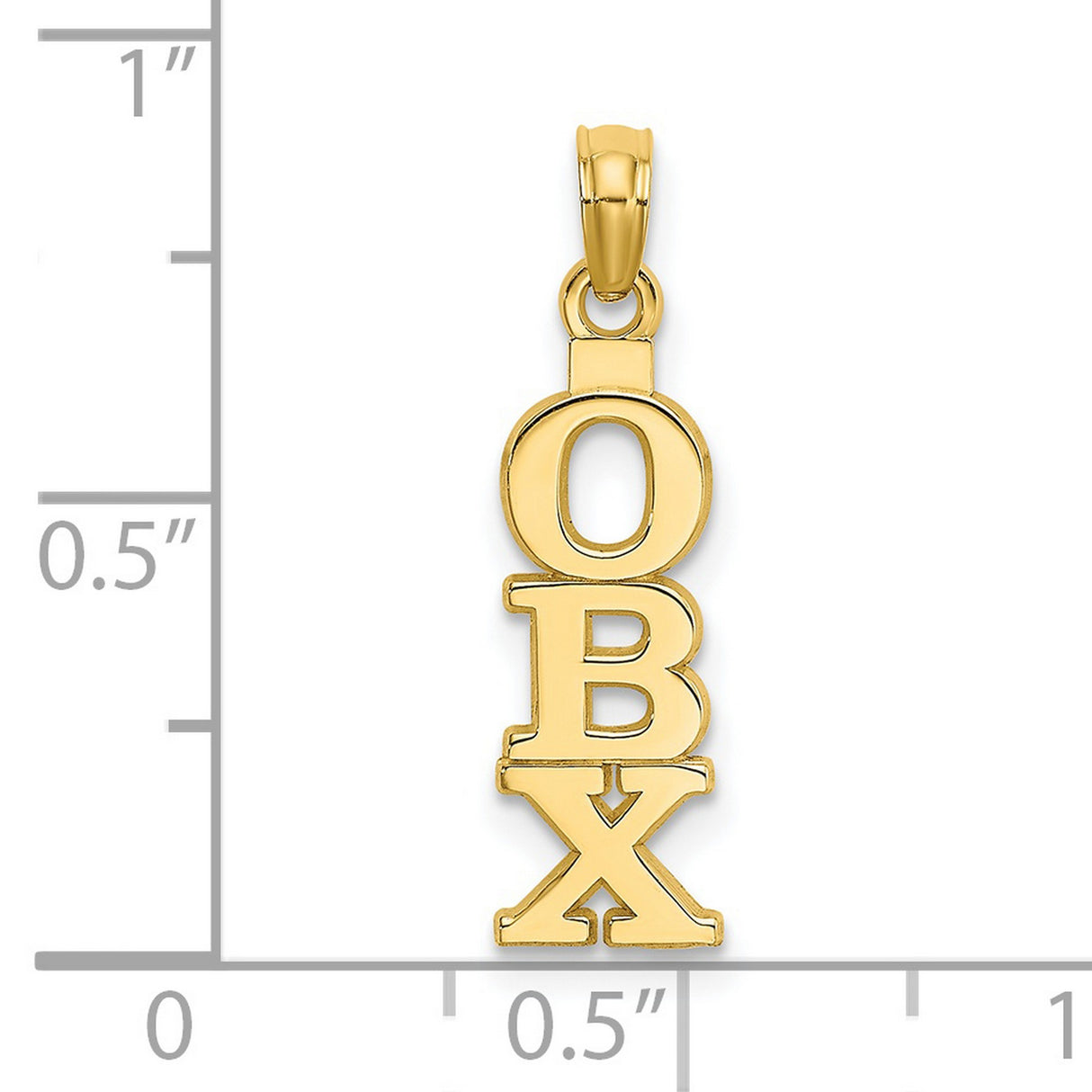 14k Yellow Gold OBX Pendant Charm, Outer Banks Unisex Coastal Travel Jewelry