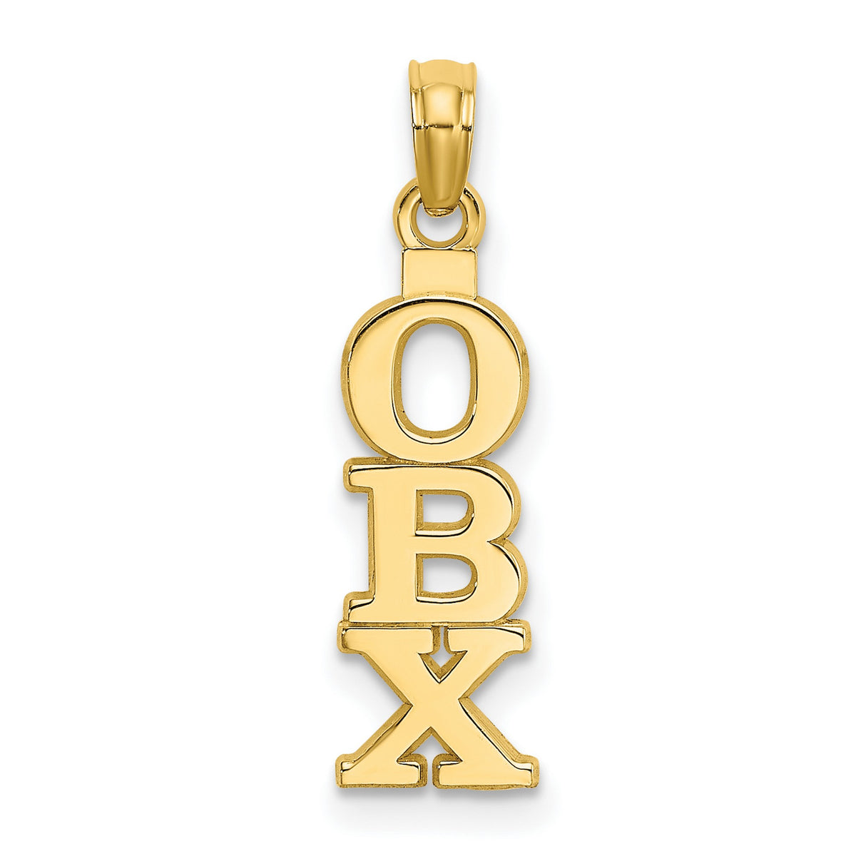 14k Yellow Gold OBX Pendant Charm, Outer Banks Unisex Coastal Travel Jewelry