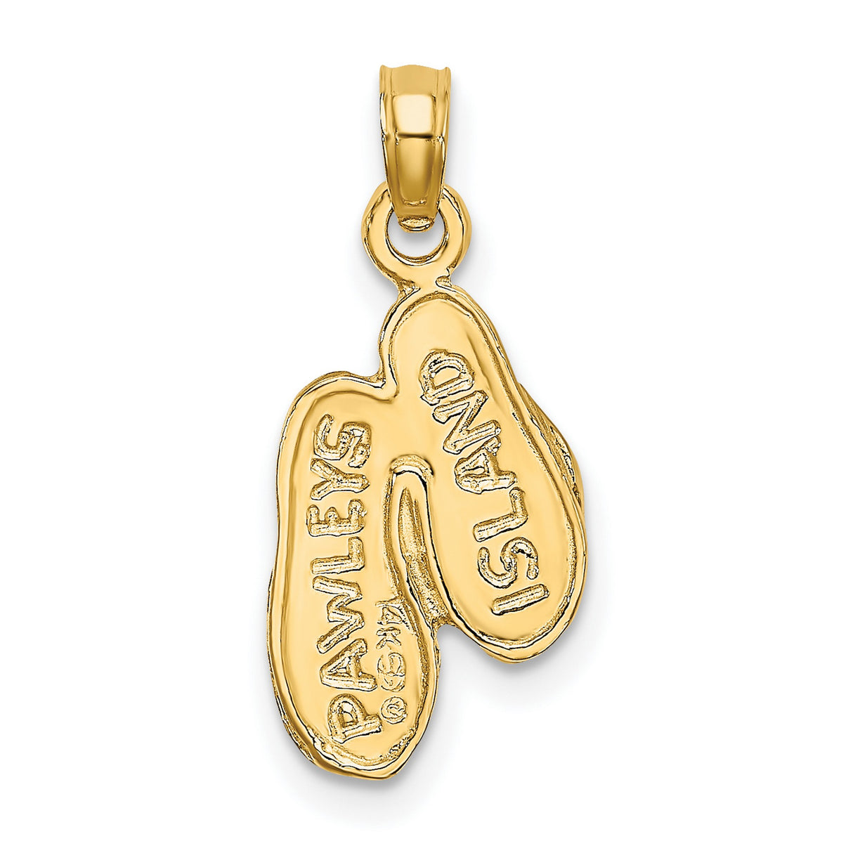 14k Yellow Gold Flip-Flop Pendant Charm, Detailed Sandal Design, Beach Vacation Theme