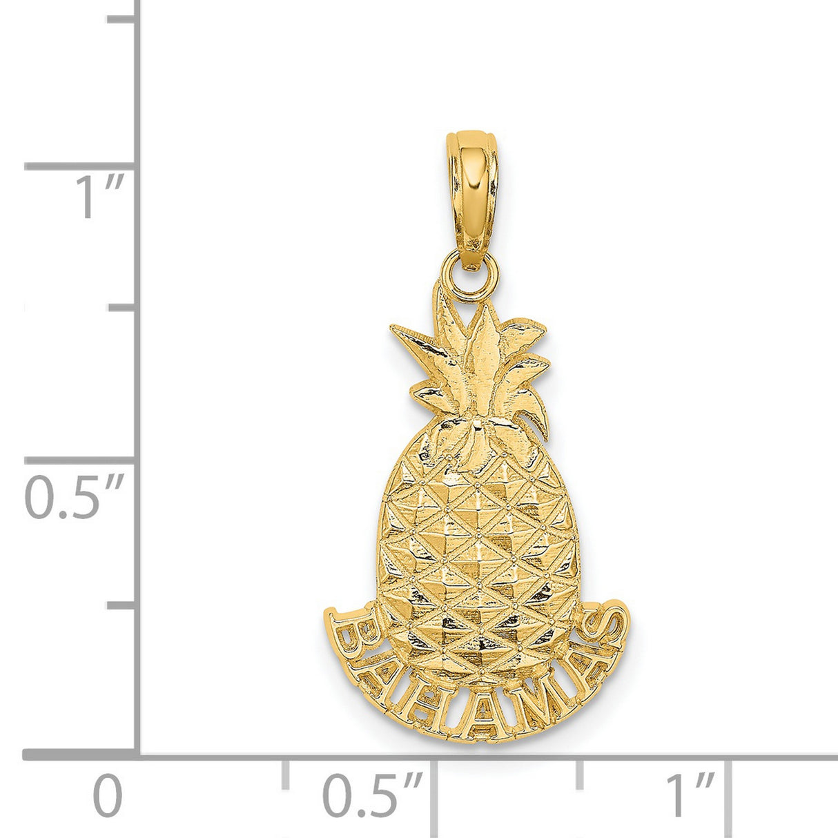 14k Yellow Gold Pineapple Pendant, Tropical Caribbean Charm, Unisex Travel Souvenir