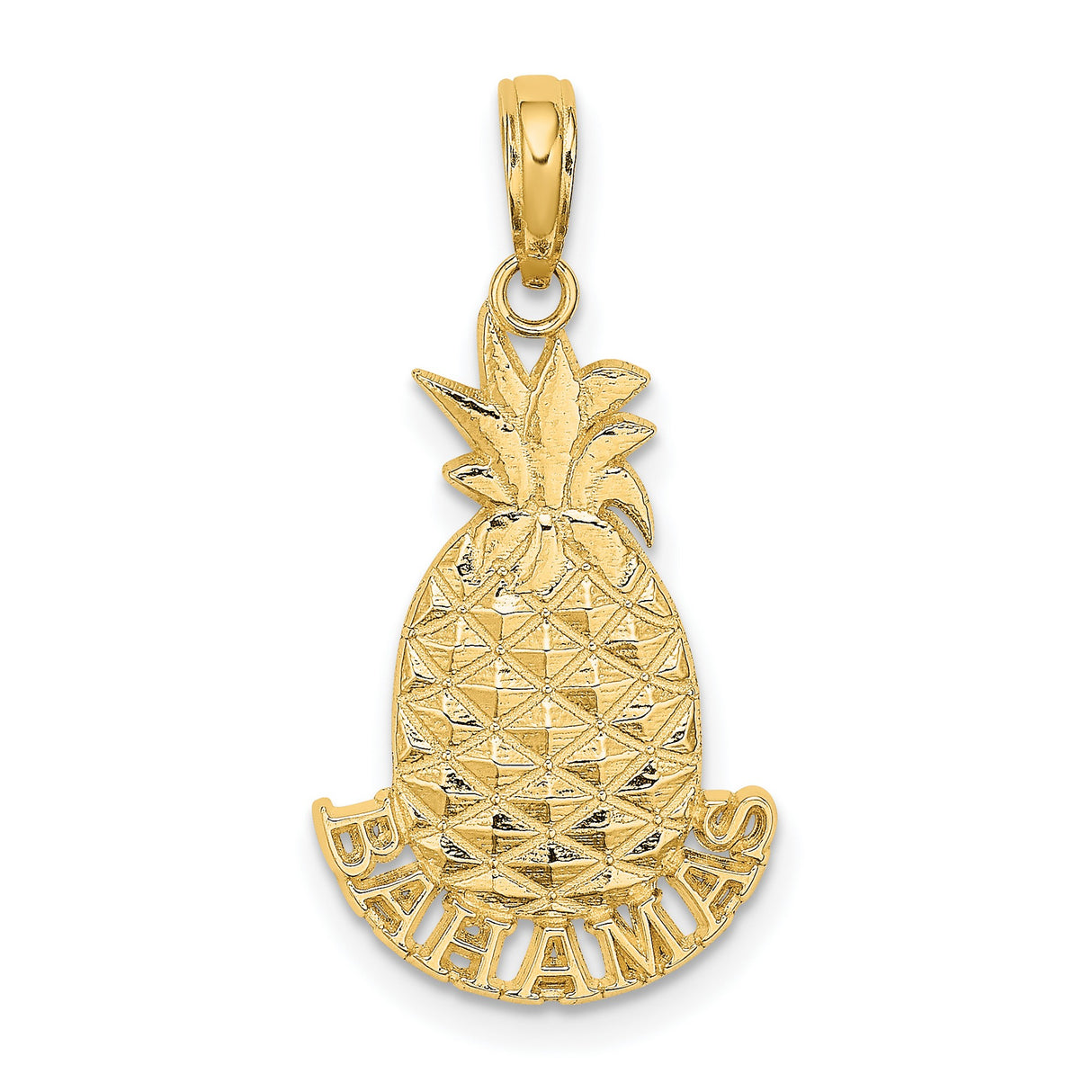 14k Yellow Gold Pineapple Pendant, Tropical Caribbean Charm, Unisex Travel Souvenir