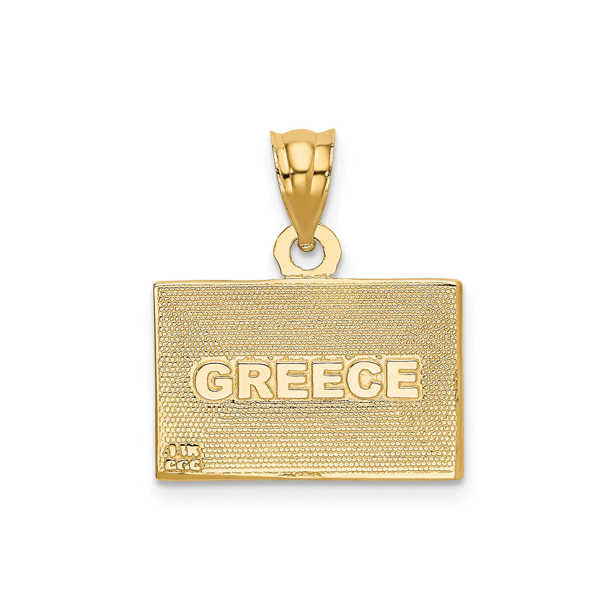 14k Yellow Gold Greek Flag Pendant with Blue and White Design, Hellenic Heritage Jewelry