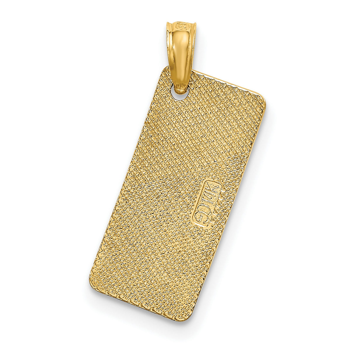 14k Yellow Gold Rectangle Pendant with Sanibel Florida Engraving, Travel Keepsake Charm