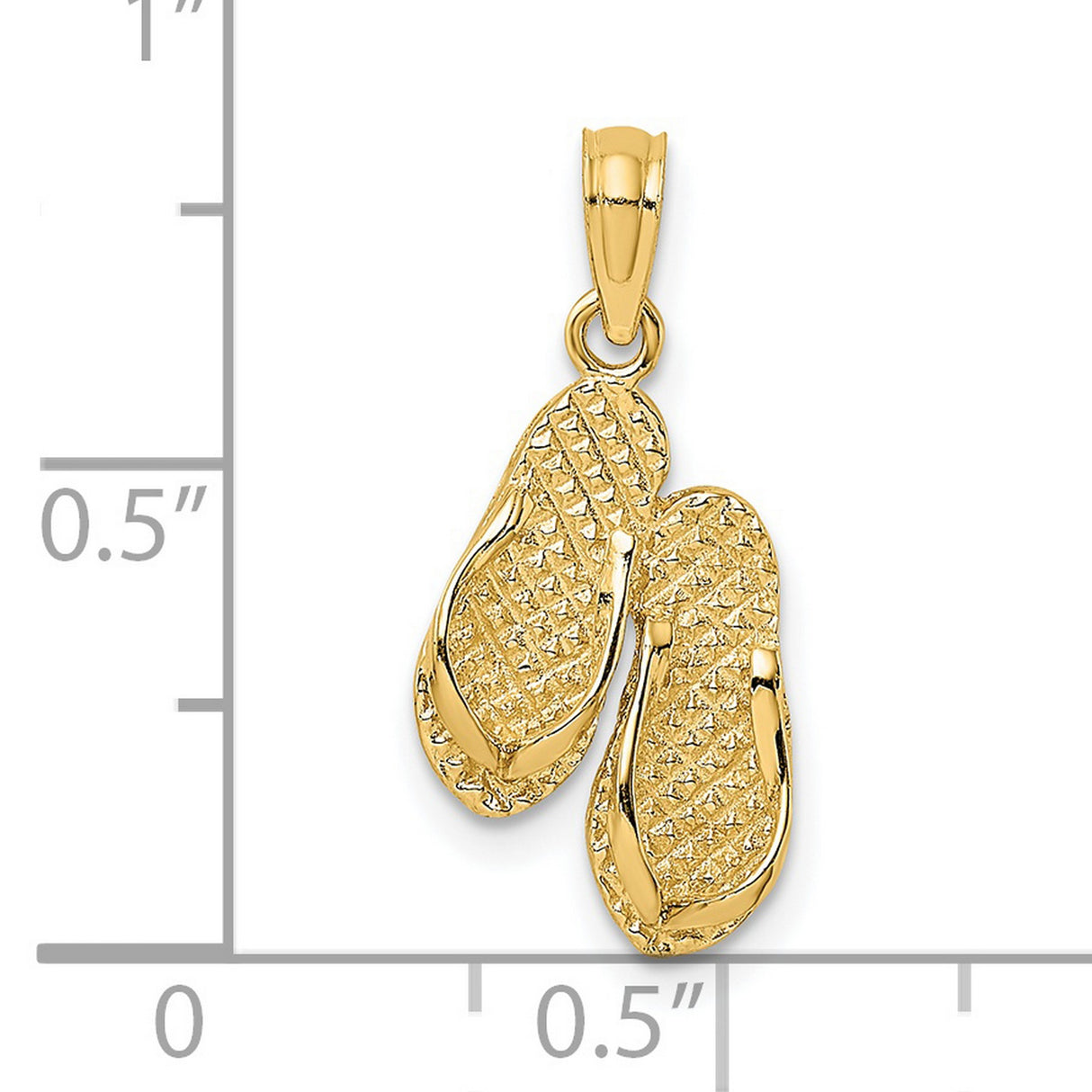 14k Yellow Gold Flip Flop Pendant, Textured Beach Sandal Charm, Coastal Vacation Style