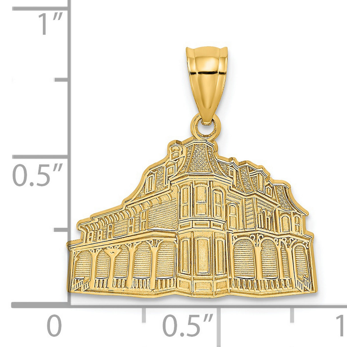 14k Yellow Gold Pendant, Victorian House Charm, Vintage Architectural Design Jewelry