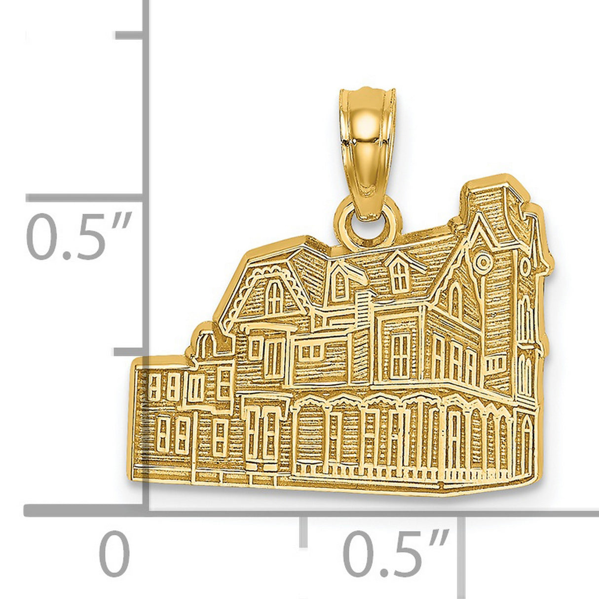 14k Yellow Gold Victorian House Pendant, Detailed Architecture Charm for Women or Unisex Wear