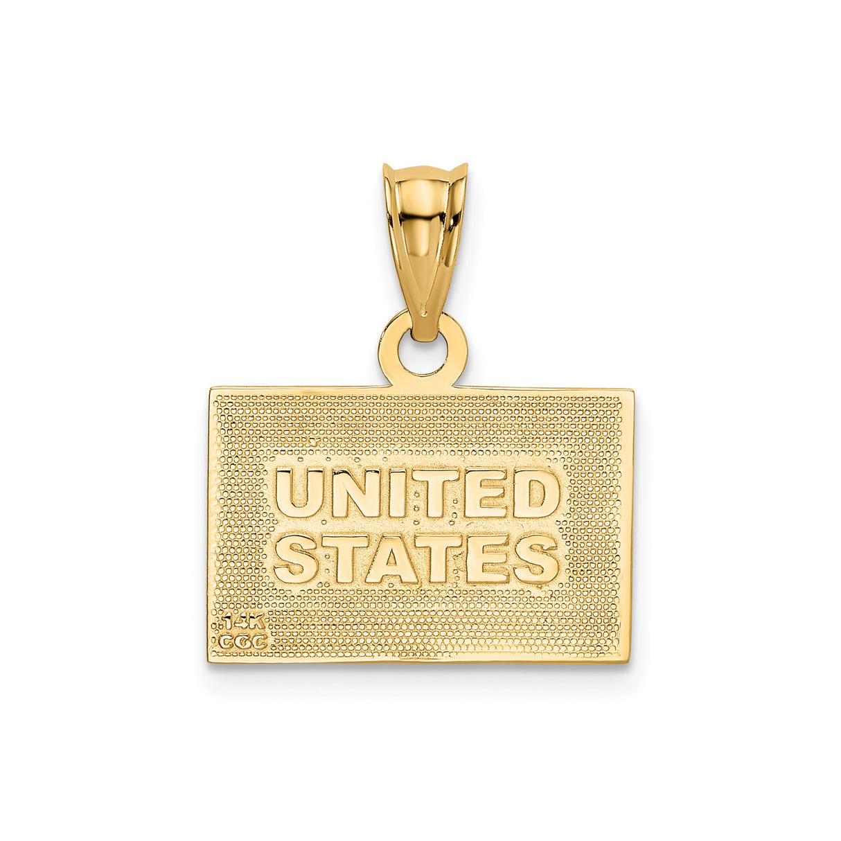 14k Yellow Gold American Flag Pendant with Red White Blue Enamel, Patriotic Charm