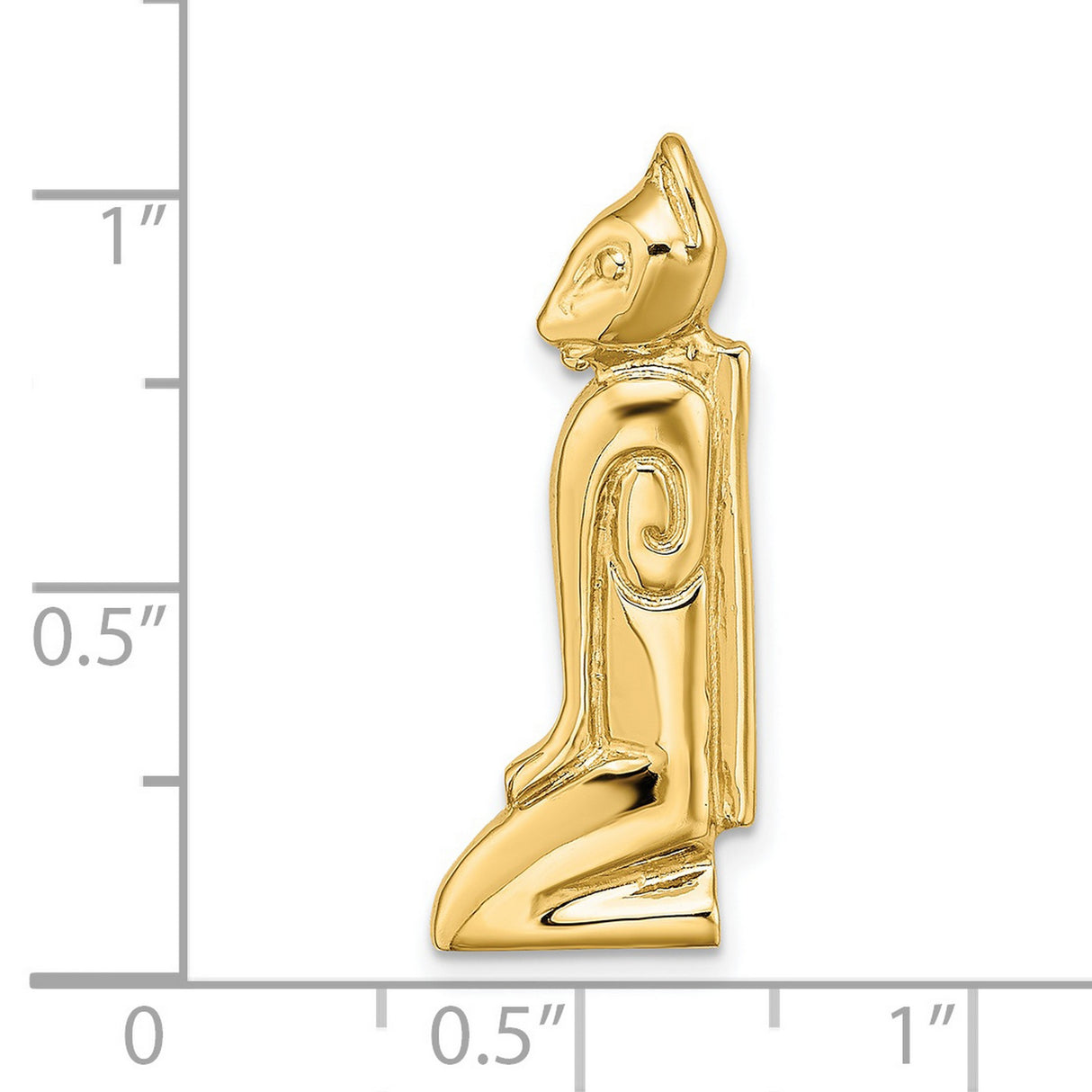 14k Yellow Gold Bastet Pendant with Polished Ancient Egyptian Cat Design
