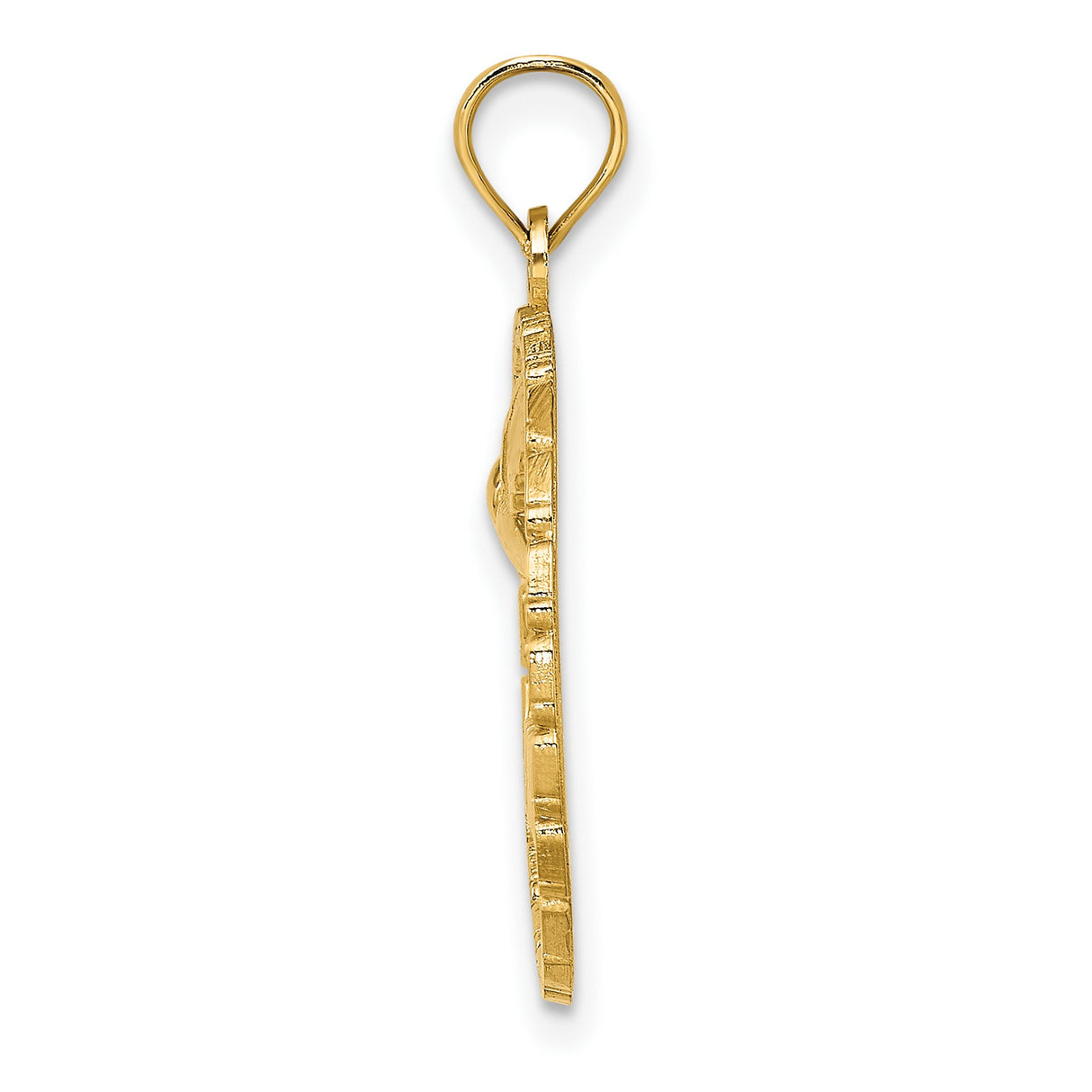 14k Yellow Gold Jamaica Pendant with Hummingbird in Chain Circle Design