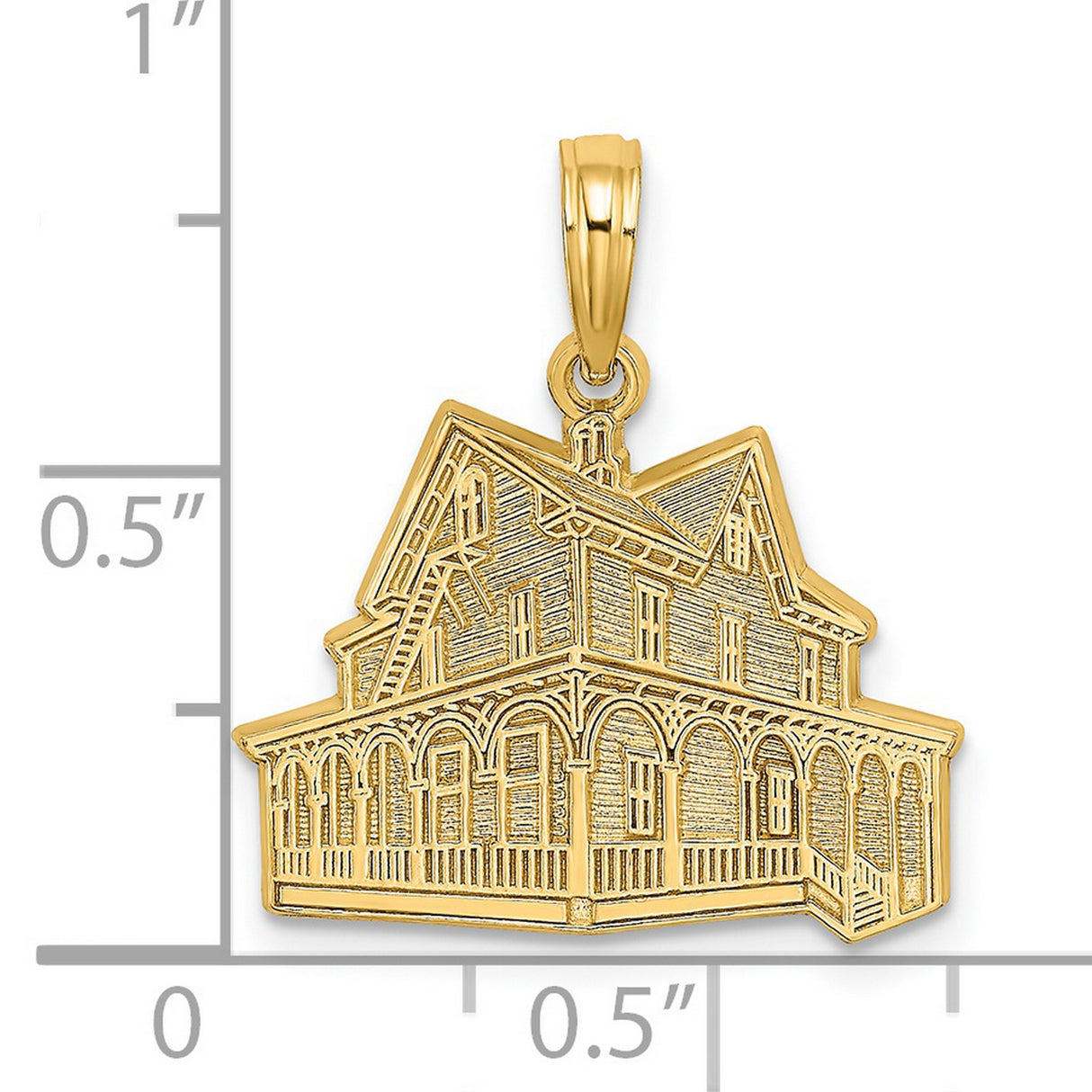 14k Yellow Gold Victorian House Pendant, Intricate Architectural Design Charm