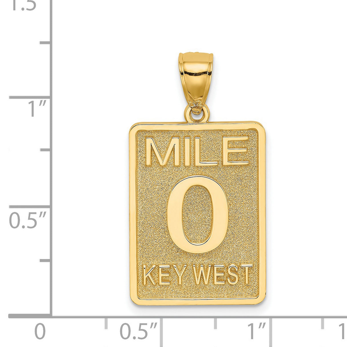 14k Yellow Gold Mile Zero Road Sign Pendant, Key West Travel Charm, Florida Adventure Jewelry