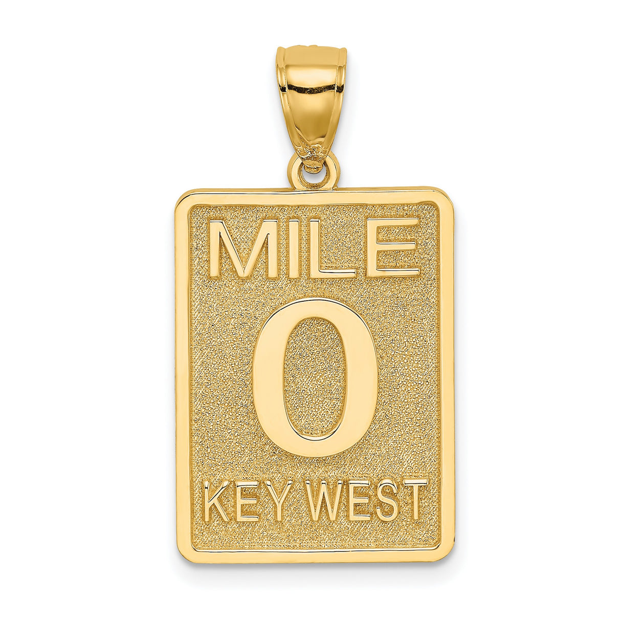 14k Yellow Gold Mile Zero Road Sign Pendant, Key West Travel Charm, Florida Adventure Jewelry