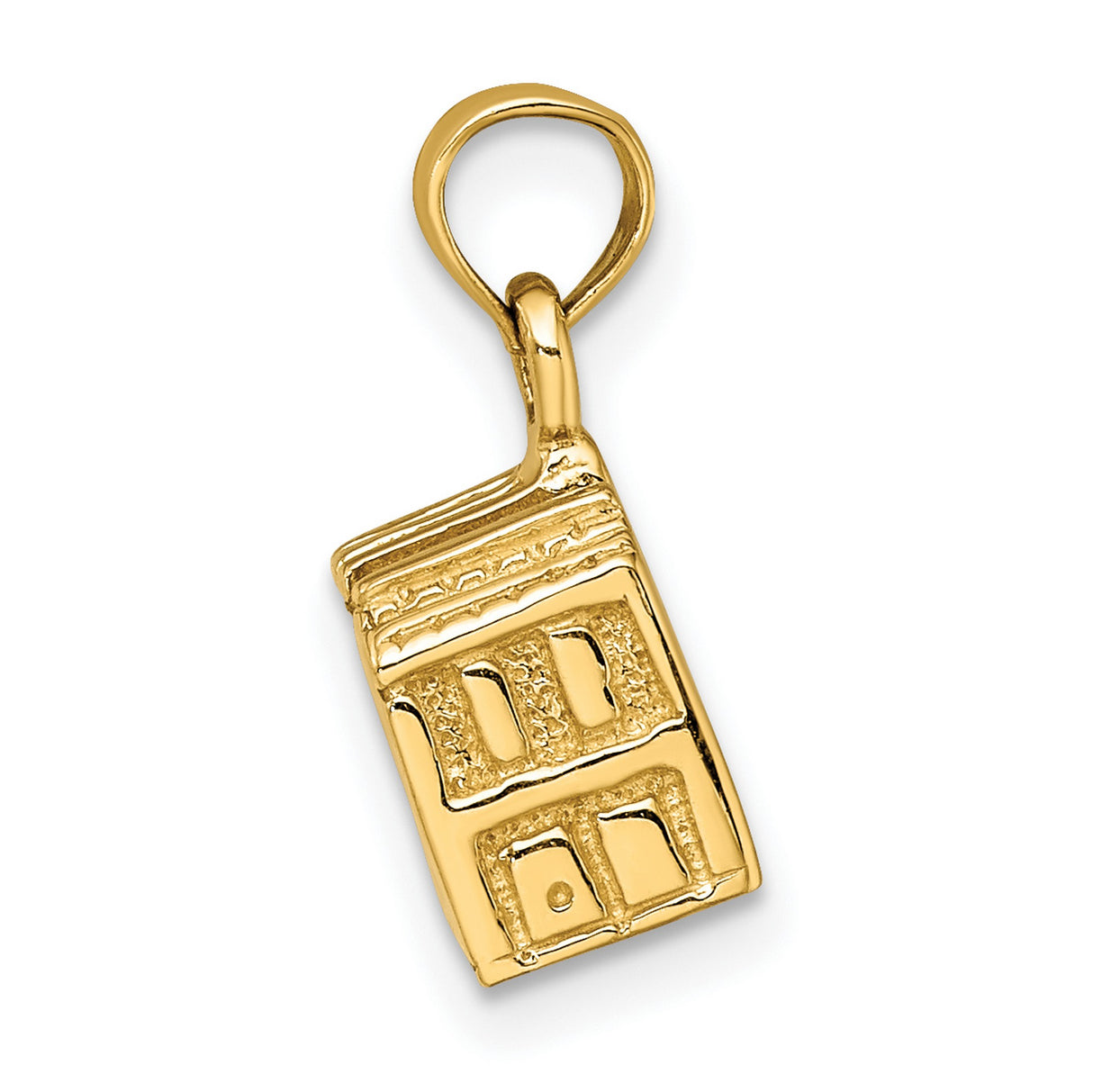 14k Yellow Gold Church Pendant with Steeple, Detailed Religious Charm for Women or Unisex Wear