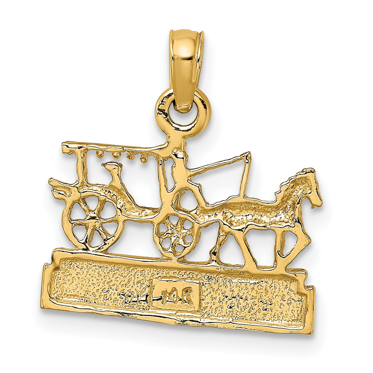 14k Yellow Gold Charleston Pendant with Horse Drawn Carriage Design, Southern Keepsake Charm