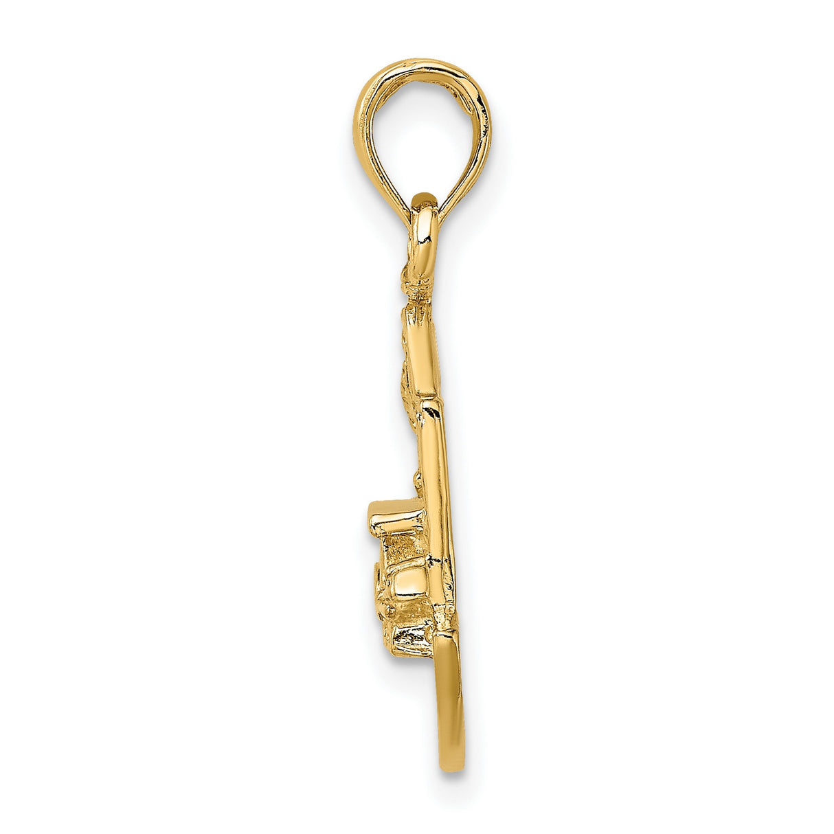 14k Yellow Gold Pendant with Charleston Building, Carriage, and Palm Tree Design