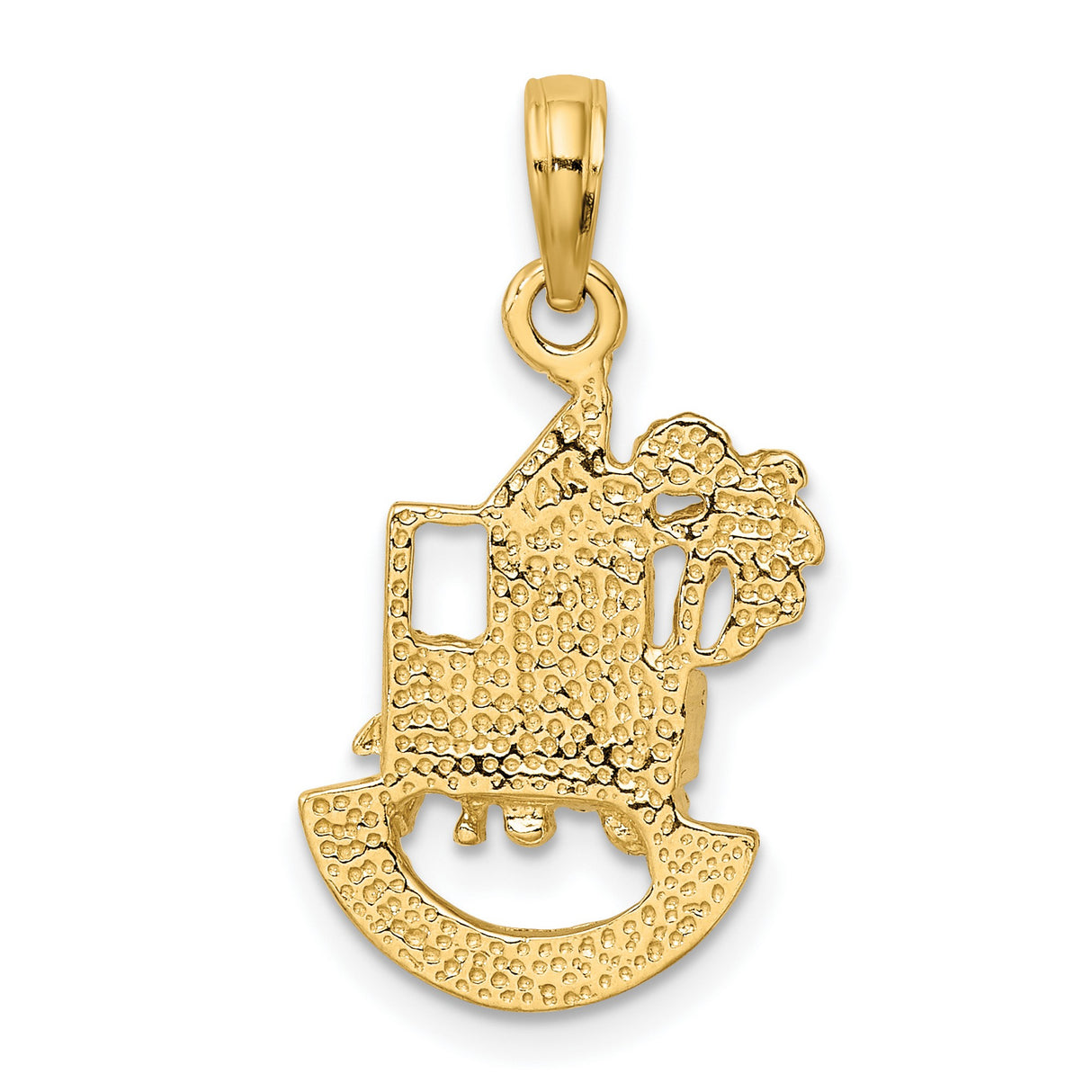 14k Yellow Gold Pendant with Charleston Building, Carriage, and Palm Tree Design