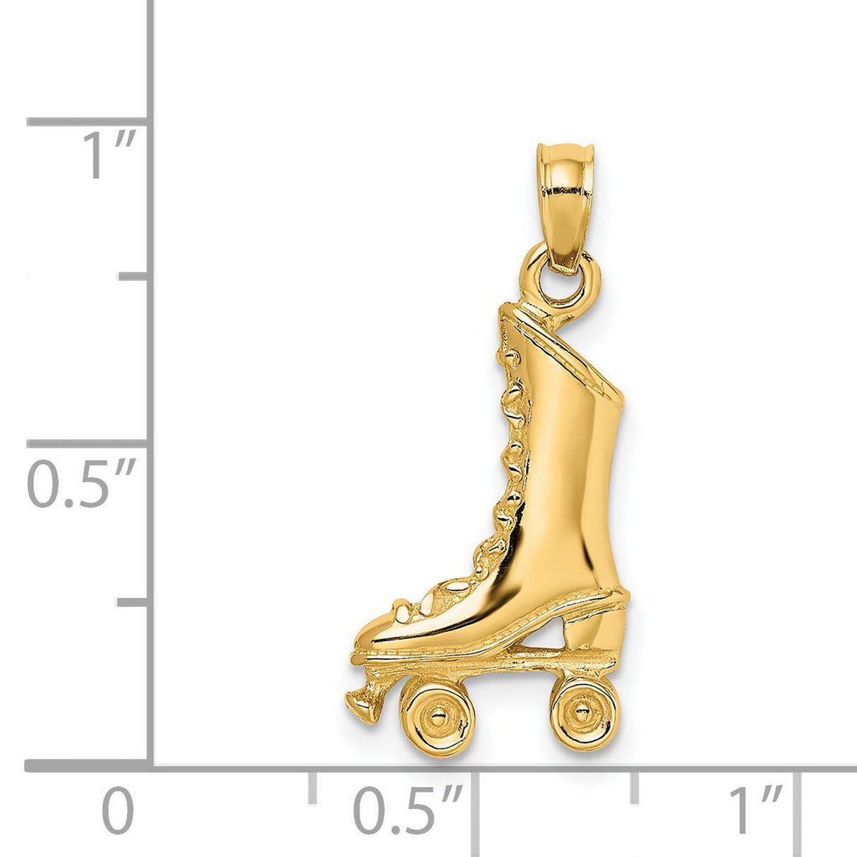 14k Yellow Gold Roller Skate Pendant with Lace Detail, 3D Retro Skater Style Charm