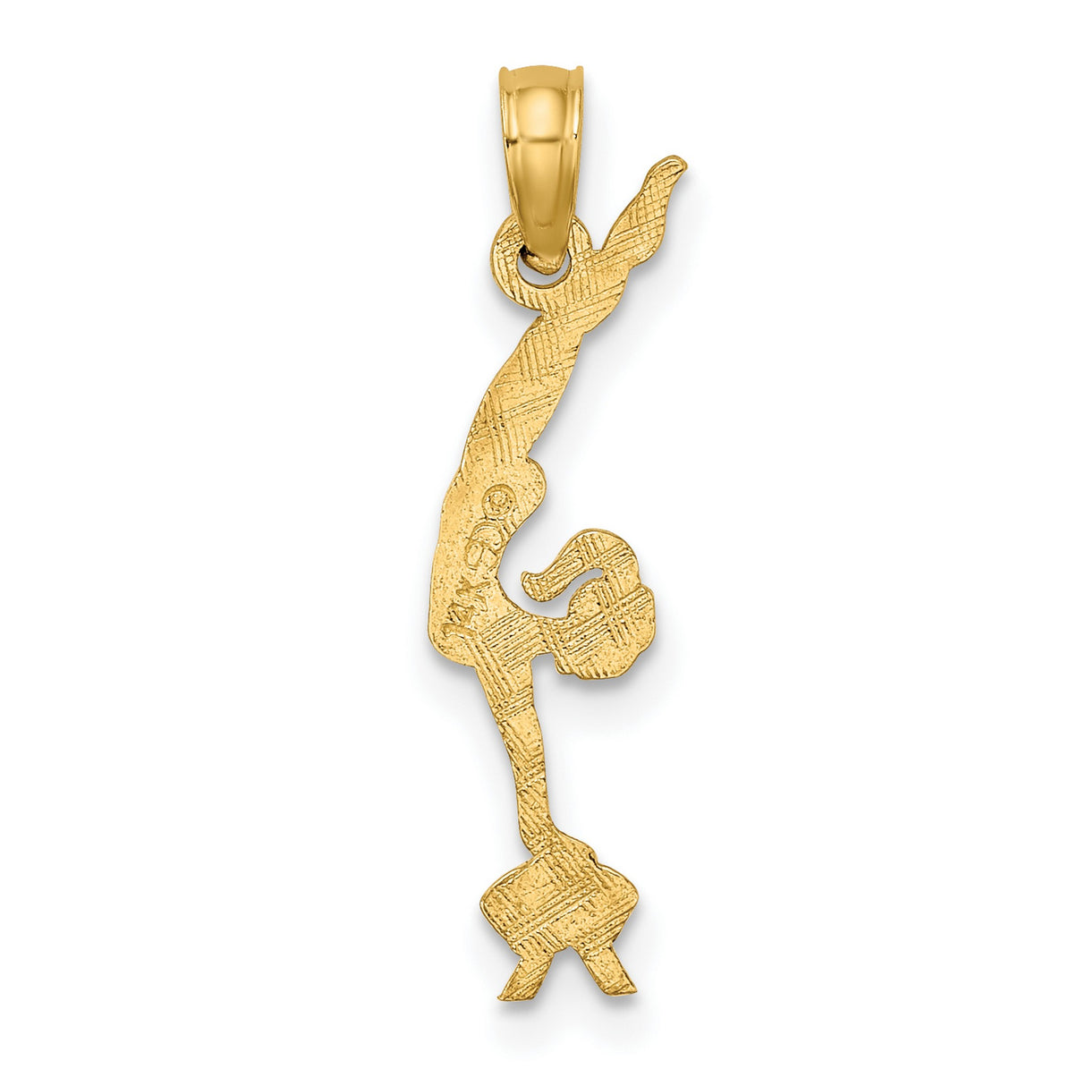 14k Yellow Gold Gymnast Pendant with Handstand on Pommel Horse, Sports Charm for Women or Girls