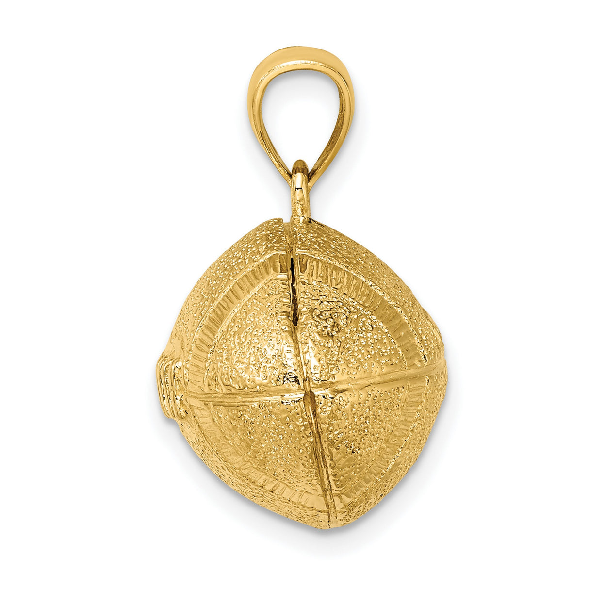 14k Yellow Gold Football Pendant with Textured Detailing, American Sports Charm for Men and Unisex