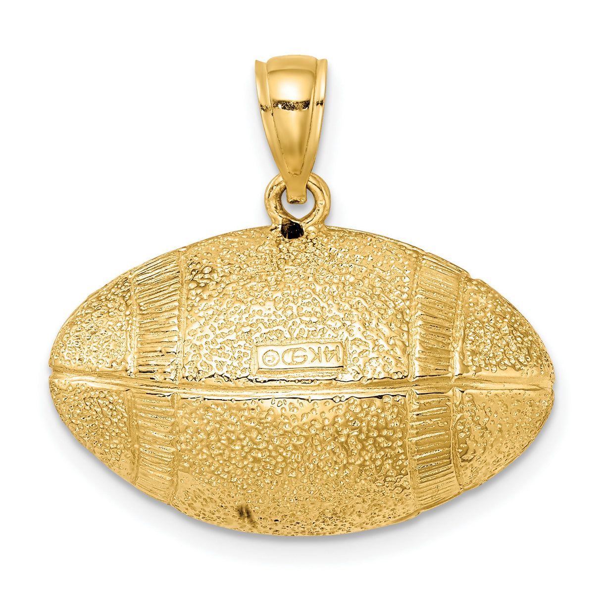 14k Yellow Gold Football Pendant with Textured Detailing, American Sports Charm for Men and Unisex