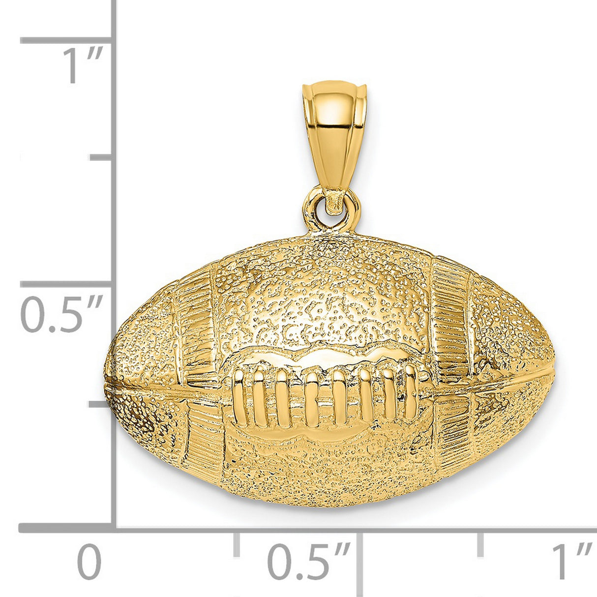 14k Yellow Gold Football Pendant with Textured Detailing, American Sports Charm for Men and Unisex