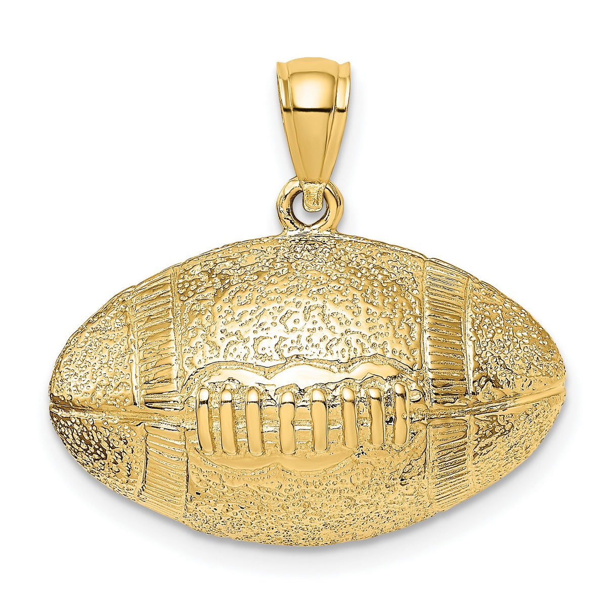 14k Yellow Gold Football Pendant with Textured Detailing, American Sports Charm for Men and Unisex