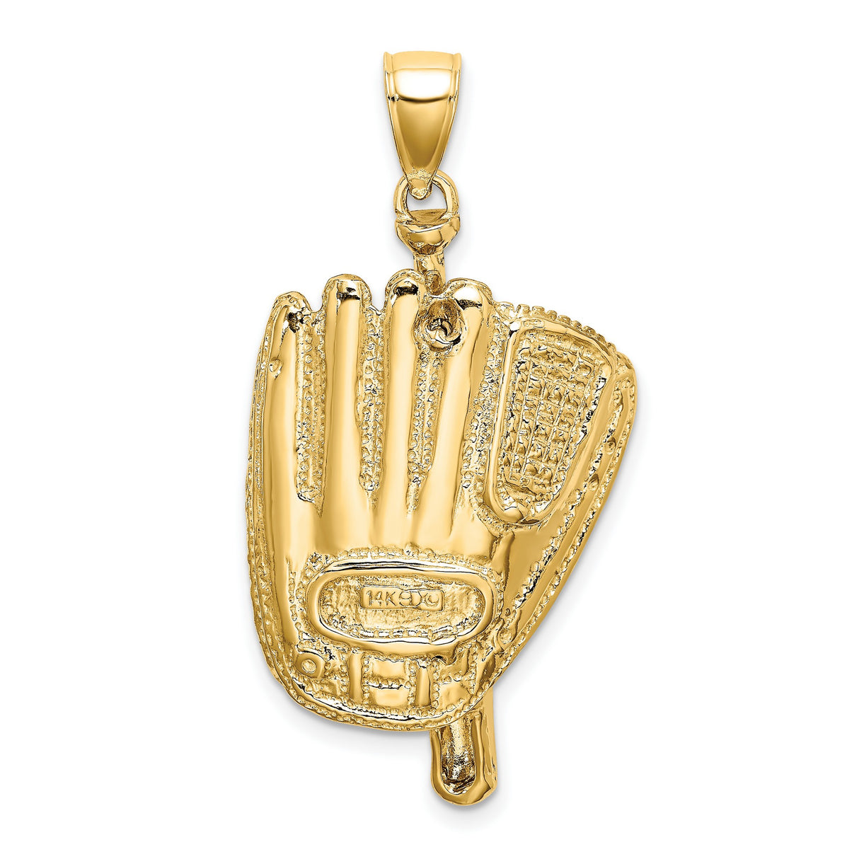 14k Yellow Gold Baseball Glove and Bat Pendant, Sports Theme Charm for Men or Unisex