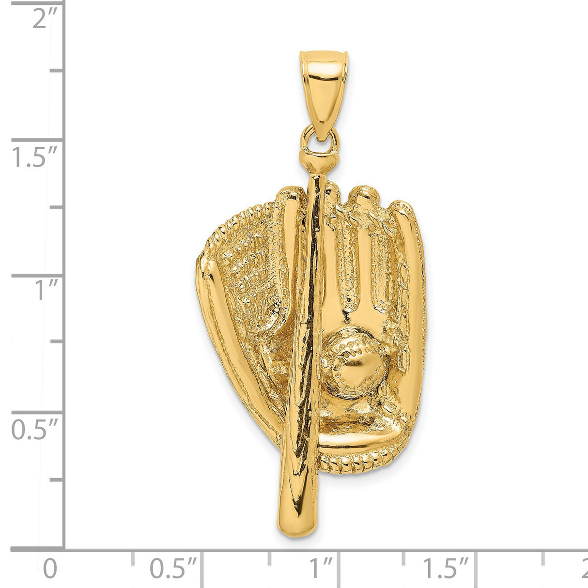 14k Yellow Gold Baseball Glove and Bat Pendant, Sports Theme Charm for Men or Unisex