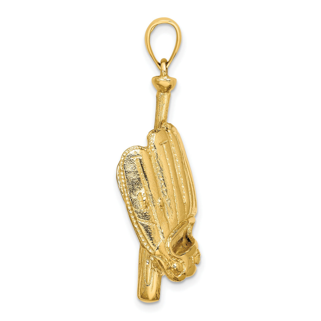 Baseball Glove with Ball and Batt Charm Pendant in Real 14k Yellow Gold