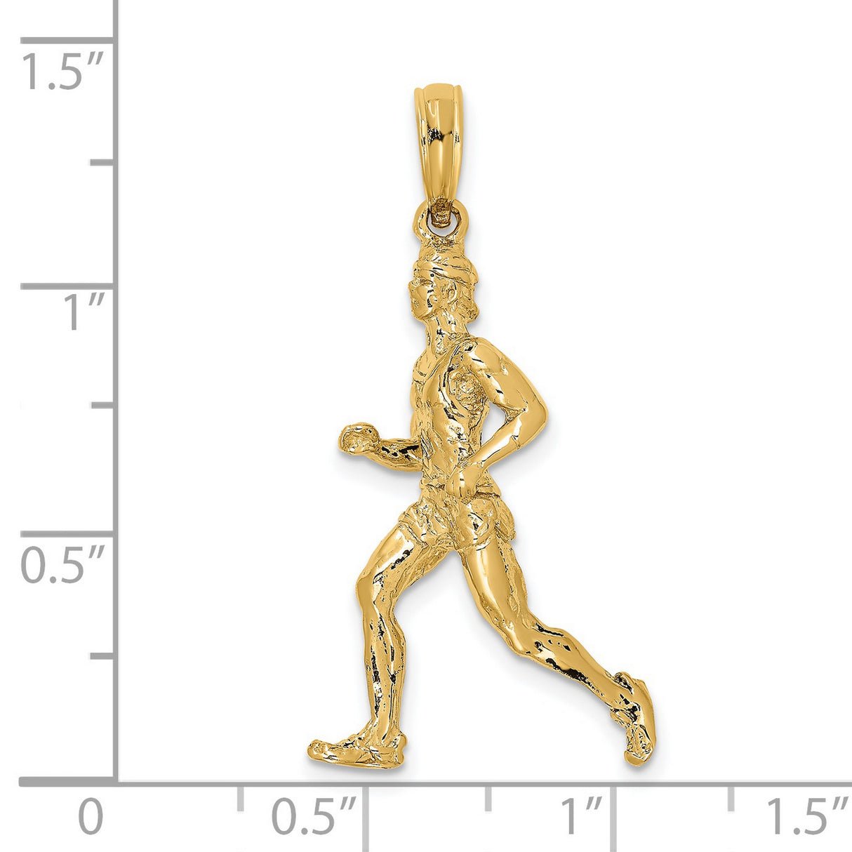 14k Yellow Gold Runner Pendant with Mid-Stride Figure, Motivational Fitness Charm