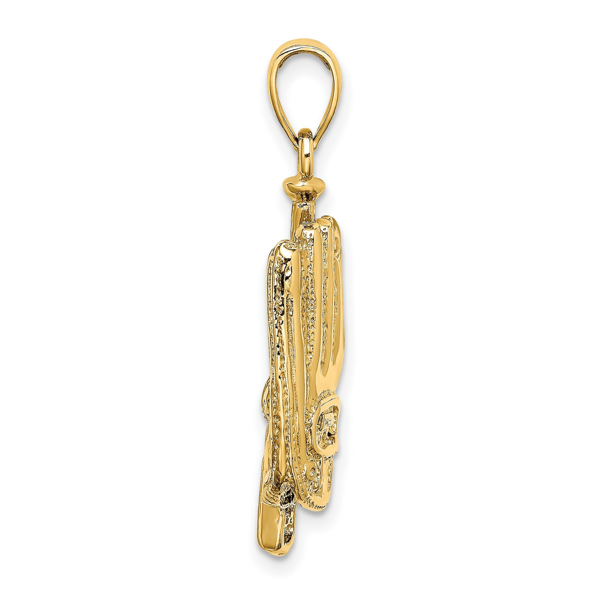 14k Yellow Gold Baseball Pendant with Glove, Bat, and Ball Charm for Men or Women